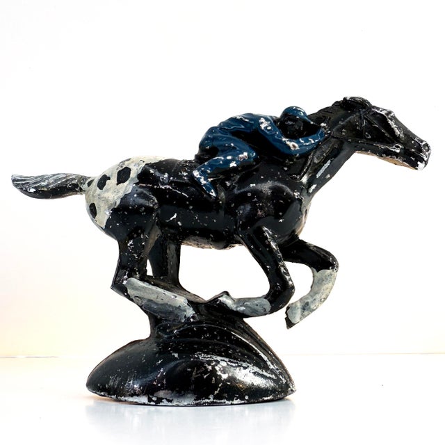Metal 1920s Chrome Jockey Car Ornament Painted Over as Folk Art For Sale - Image 7 of 8
