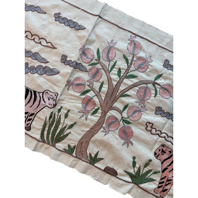 1960s Pink Tiger Suzani Wall Hanging For Sale - Image 5 of 5