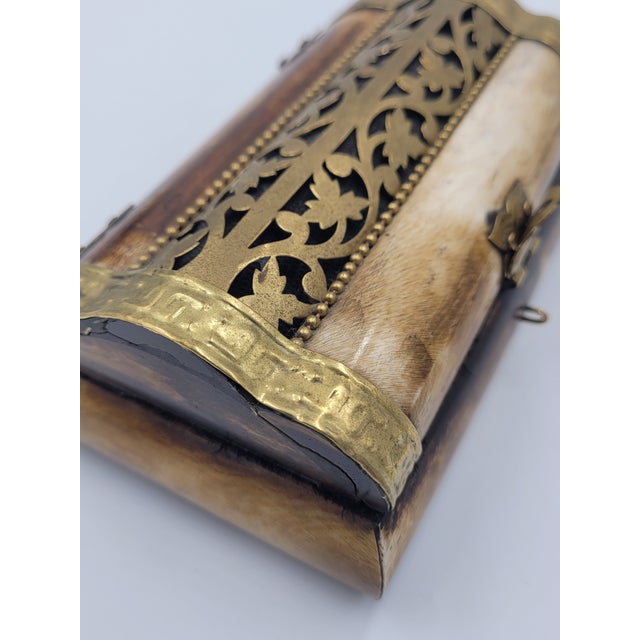 Vintage Indian Camel Bone & Brass "Ship of the Desert" Trinket Box For Sale - Image 10 of 12