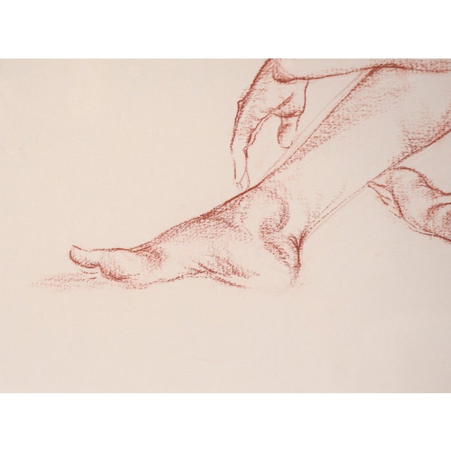 American "The Artists Wife" Realistic Nude Woman in Conté on Paper by Garth Benton For Sale - Image 3 of 8