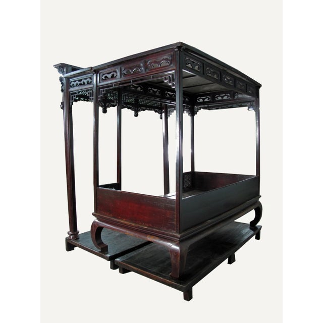 Authentic Rare 19th Antique Chinese Canopy Bed For Sale - Image 4 of 12
