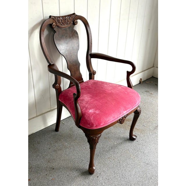 Antique Burlwood Side Chair W/ Pink Velvet Seat For Sale - Image 6 of 6