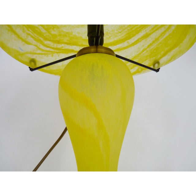 1980s Art Nouveau Style Mushroom Lamp in Yellow Glass Paste, 1980s For Sale - Image 5 of 11