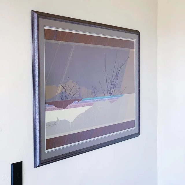 Mixed Media Collage Depicting Winter Landscape with Embossed Design in Post-Modern Style (Signed and Numbered) Large...