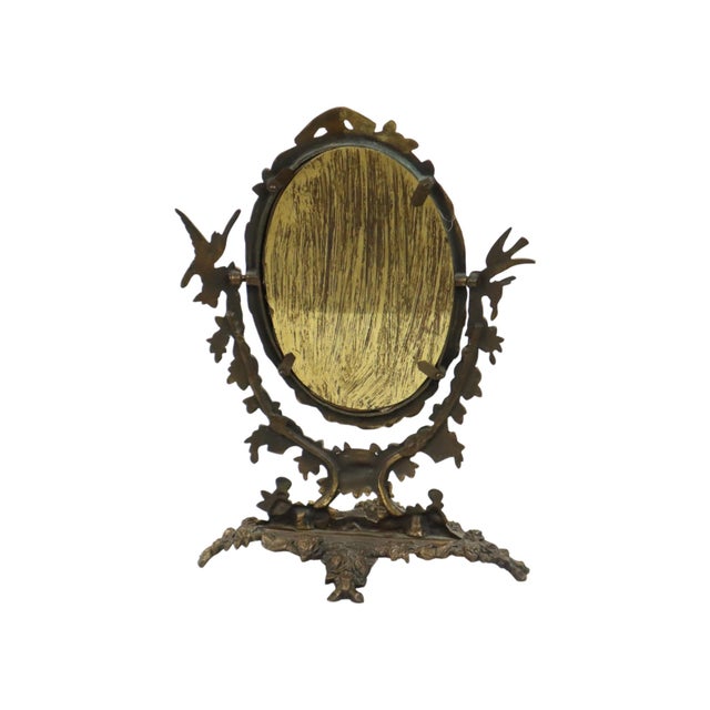 Vintage Art Nouveau Tabletop Vanity Mirror in Gilt Bronze, 1920s For Sale - Image 4 of 11