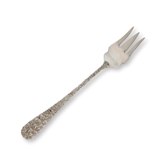 Kirk Stieff Rose Pattern Sterling Silver Serving Fork For Sale - Image 4 of 4