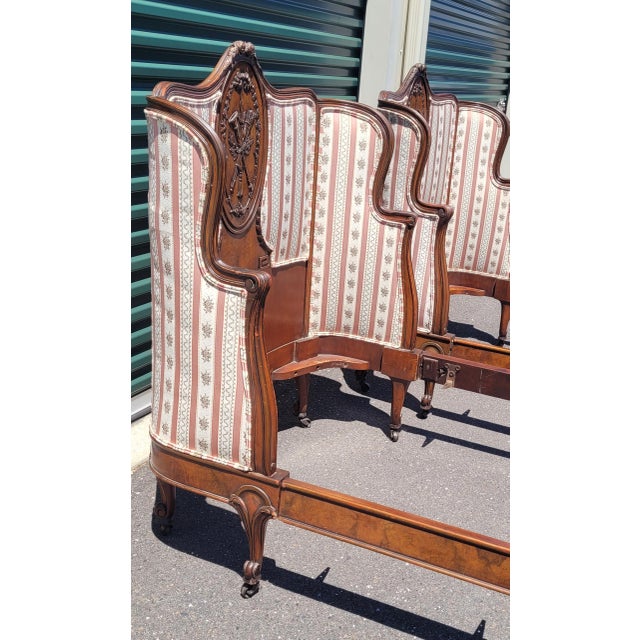 Fine Pair 1930s French Scoop Medalion Twin Beds For Sale - Image 9 of 18