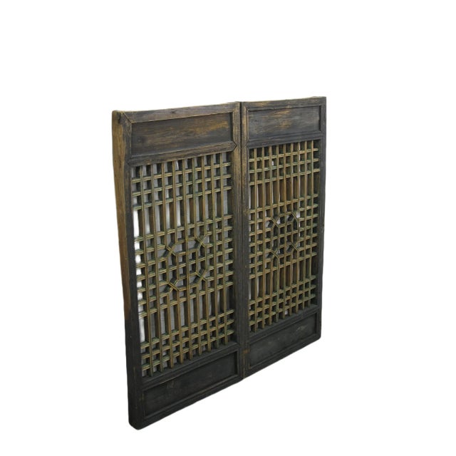 This pair screen panel can be an excellent widow or wall decoration arts. The latticed screen allows air to circulate...