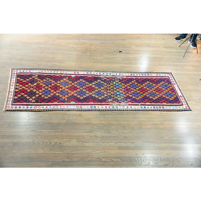 Textile Vintage Persian Qazvin Kilim Rug For Sale - Image 7 of 18