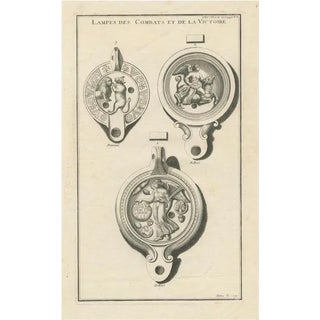 Lamp Drawing of Bull and Lion, 1722, Paper For Sale