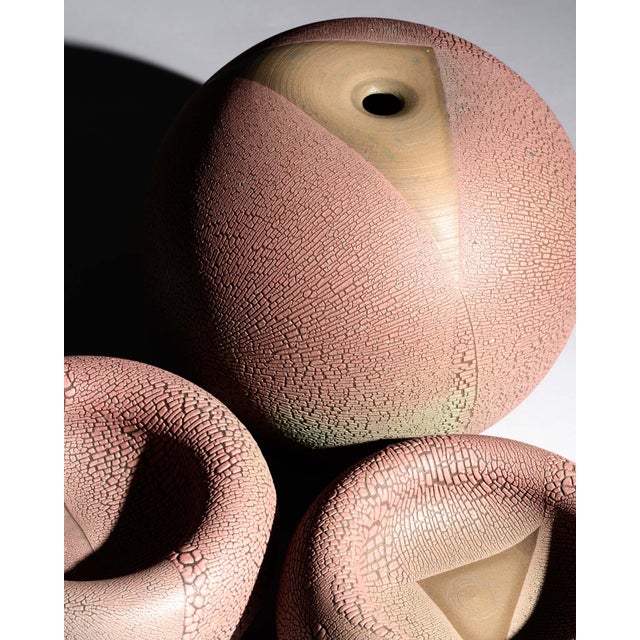 Postmodern Reduction Glazed Ceramic Vase and Bowls by Mario Enke Studio Pottery, 1980s, Set of 3 For Sale - Image 3 of 18