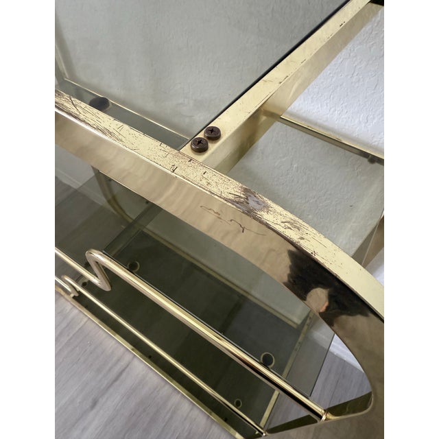 1980s Milo Baughman Style Gold Brass Etagere For Sale - Image 9 of 10