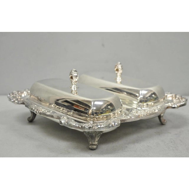 Vintage Poole Lancaster Rose Victorian Silver Plated Twin Double Butter Dish For Sale - Image 13 of 16