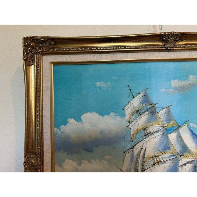Early 21st Century Oil Painting Sailing Ship Seascape Signed Maritime Art Ocean Waves Nautical For Sale - Image 5 of 9