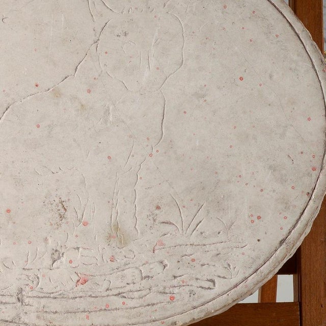 20th Century Oval Lithographic Sketch on Stone of Cat Plaque For Sale - Image 6 of 8