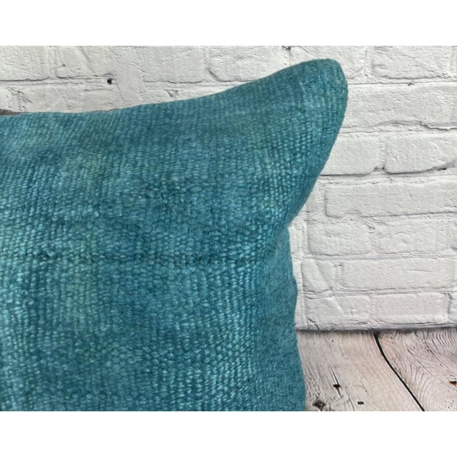 Turkish 20 x 20 Hemp Pillow Turkish Cushion Natural Blue Pillow Cushion Cover For Sale - Image 3 of 4