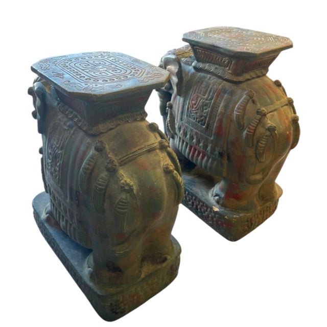 Vintage Ceremonial Elephant Ceramic Garden Seats For Sale - Image 4 of 12