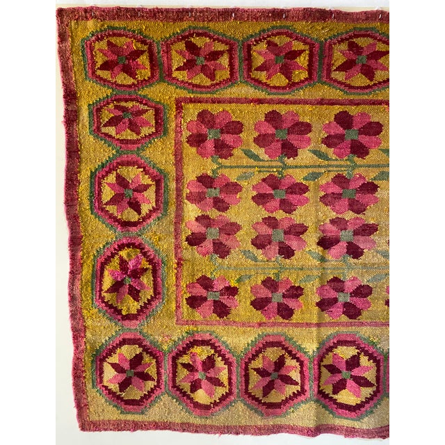 Tribal Early-Mid 20th Century Vintage Peruvian Andean Floral Folk Art Textile (74" X 63") For Sale - Image 3 of 18