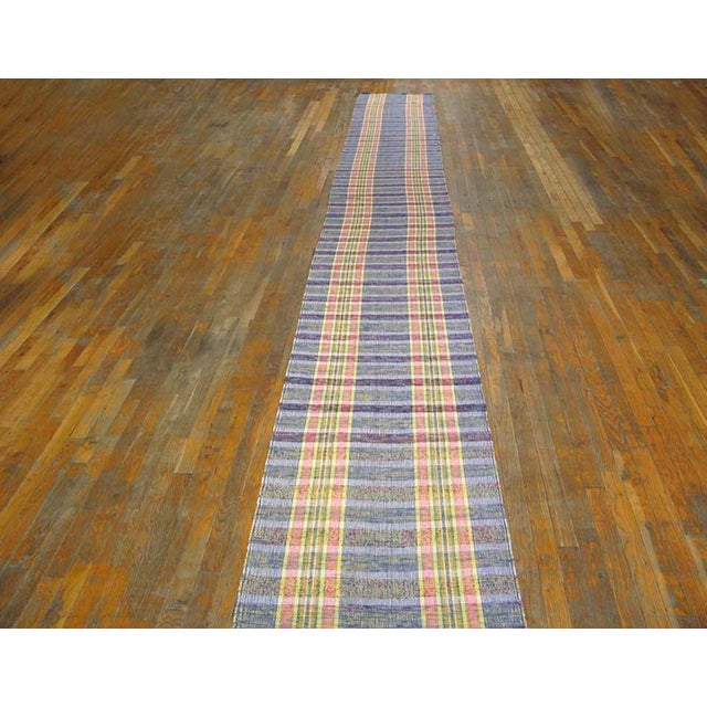 Antique American rag rug, size: 2'3" x 80'0". Hallway Runner Rugs (2.03ft x 80ft), Country of Origin: American USA Rugs,...