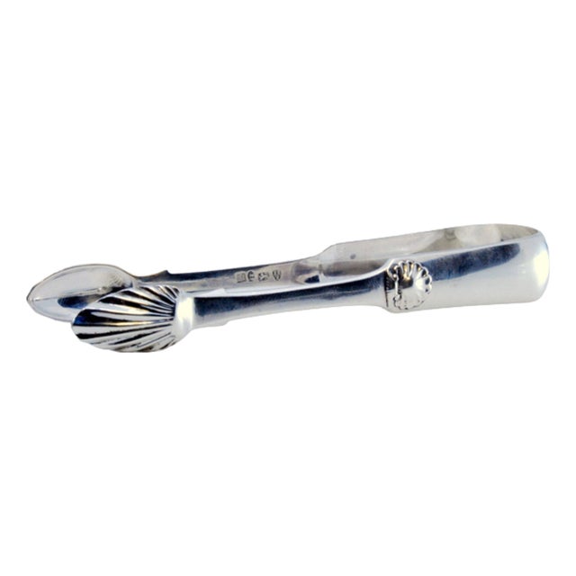 Silver Sugar Tongs with Palms and Shells For Sale
