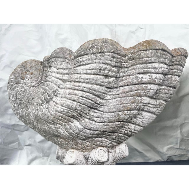Sculpture Materials Vintage Cast Stone Nautilus Shell Planters- A Pair For Sale - Image 7 of 12