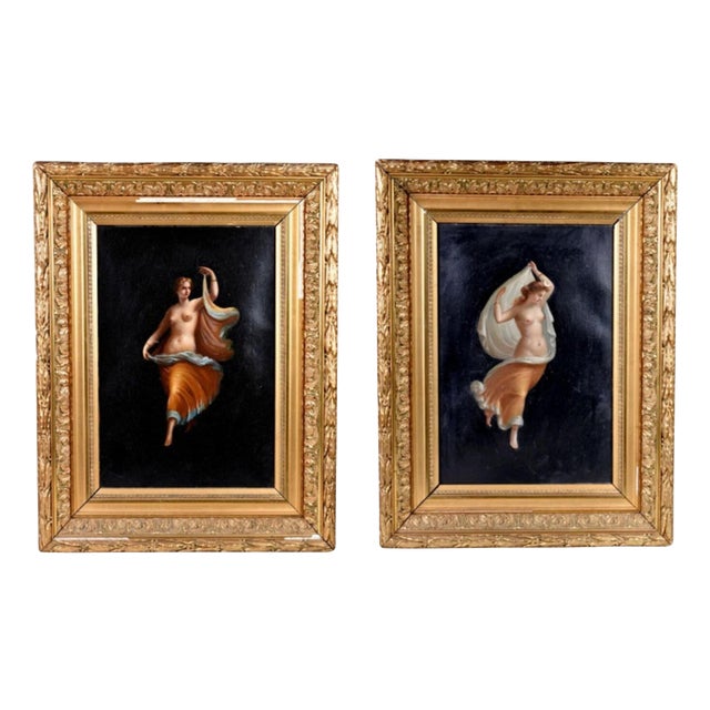 Italian School Artist, Night and Day, 19th Century, Oil Paintings, Framed, Set of 2 For Sale