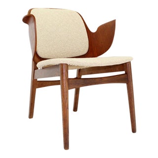 Mid-Century Modern Molded Plywood Barrel Back Armchair With New Upholstery For Sale