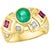 Oval Emerald , Pink Tourmaline Diamond Ring 18 Karat Yellow Gold, Size 6.5 For Sale - Image 15 of 18