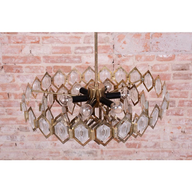 Metal Mid-Century Czech Chandelier attributed to J. Bejvl for Kamenický Šenov, 1960s For Sale - Image 7 of 12