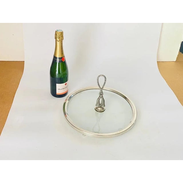 French Cheese Tray in Metal and Glass, 1970s For Sale - Image 6 of 7