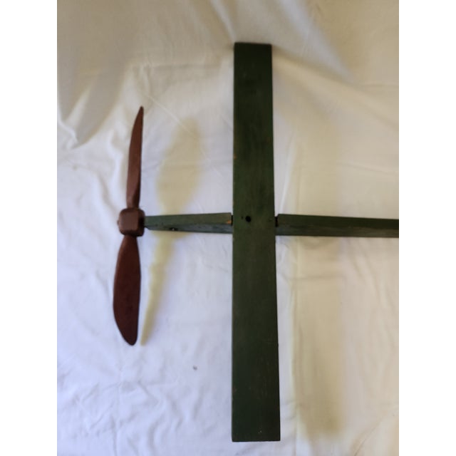 Vintage 1940's Wooden Handmade Folk Art Aviation Airplane Weathervane For Sale - Image 6 of 11