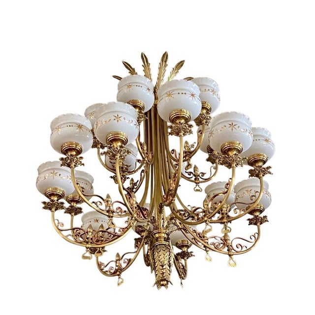 Metal Early 19th Century Art Nouveau Grand 5 Feet Chandelier For Sale - Image 7 of 9