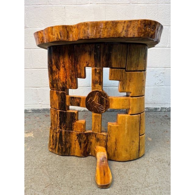 Vintage Hand Carved Wooden Aztec Accent Table For Sale - Image 10 of 12