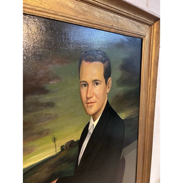 Mid 20th Century Oversized Oil Painting on Canvas, Full Height, Portrait of a Handsome Gentleman For Sale In Baltimore - Image 6 of 12