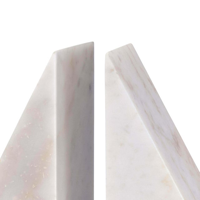 Traditional Regina Andrew Othello Marble Bookends in White - A Pair For Sale - Image 3 of 5