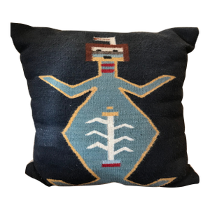 1980s Navy Wool Kachina Doll Pillow From the Boulders