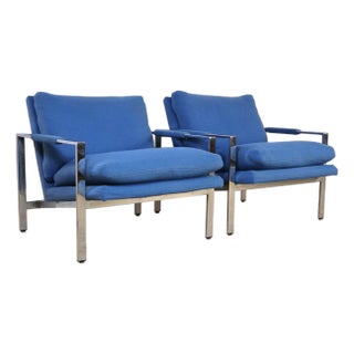 Milo Baughman for Thayer Coggin Vintage Mid Century Modern T Back Lounge Chairs C. 1960s For Sale