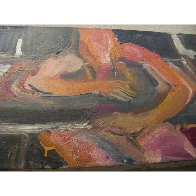 Mid Century Modern Impressionist Nude Holding Painting For Sale - Image 4 of 12