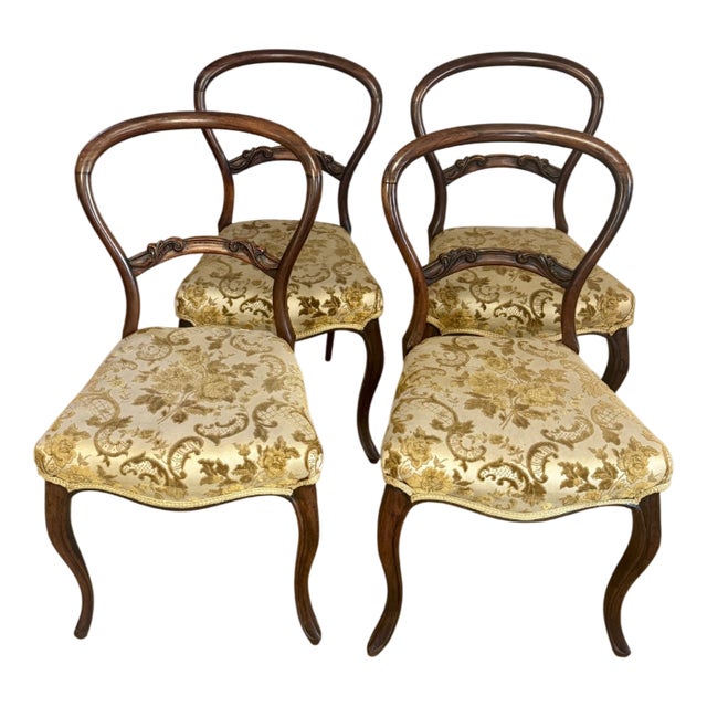 Antique Victorian Rosewood Dining Chairs, 1860, Set of 4 For Sale