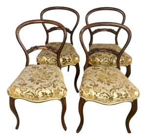 Antique Victorian Rosewood Dining Chairs, 1860, Set of 4