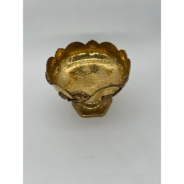 Brass Vintage Brass Art Nouveau Pedestal Bowl For Sale - Image 8 of 12