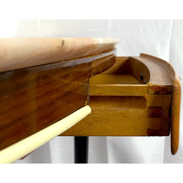 Wood 1950s Italian Demilune Vanity Console Table and Mirror - 2 Pieces For Sale - Image 7 of 12