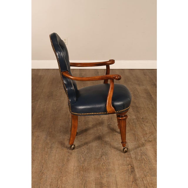 Century Furniture Regency Style Set Of Four Leather Upholstered Rolling Armchairs For Sale - Image 15 of 18