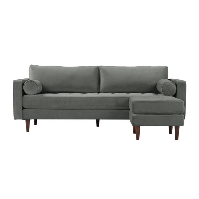 Boho Chic Cave Ash Gray Velvet Cave 2-Piece Performance Sectional For Sale - Image 3 of 8