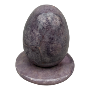 Vintage Purple Hand Carved Alabaster Egg and Stand Italy