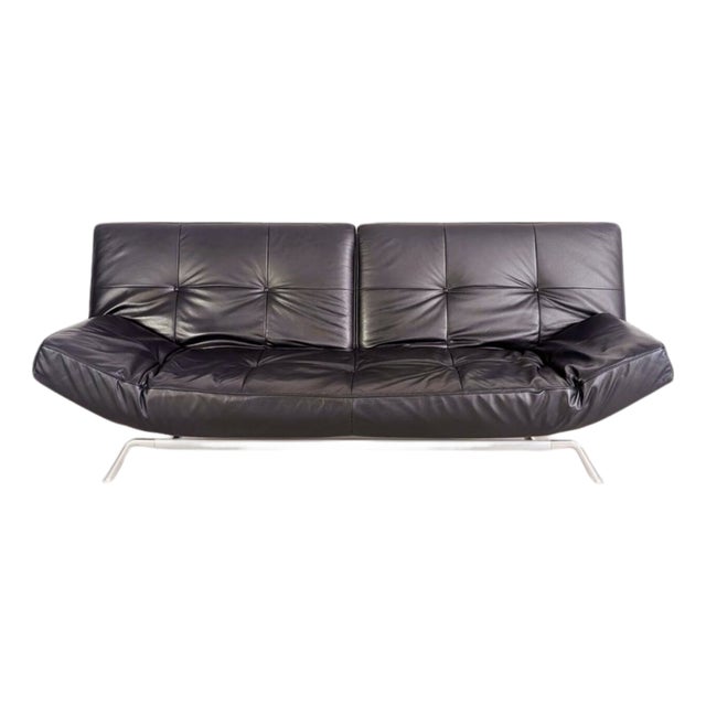Smala Sofa in Black Leather from Ligne Roset, France For Sale