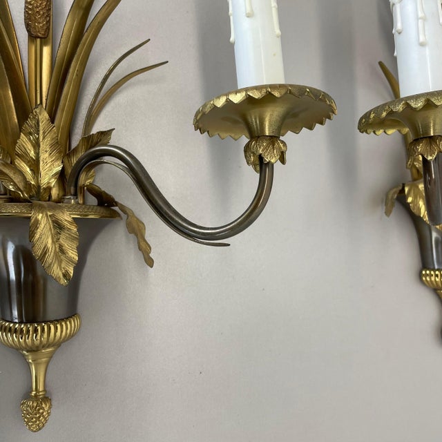 Florentine Brass Wall Lights from Maison Charles, France, 1970s, Set of 2 For Sale - Image 9 of 18