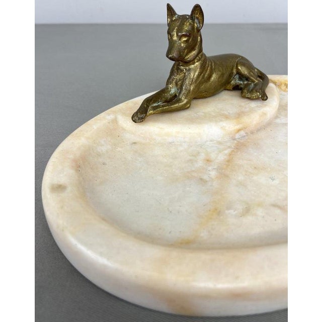 Antique French Marble and Brass Dog Display Tray For Sale - Image 6 of 14