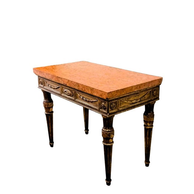 An elegant italian console table from the early 19th century (circa 1820), in the louis xvi style. made entirely of finely...