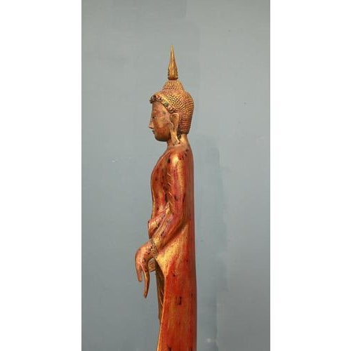 Burmese Carved Standing Buddha Statue For Sale - Image 12 of 17
